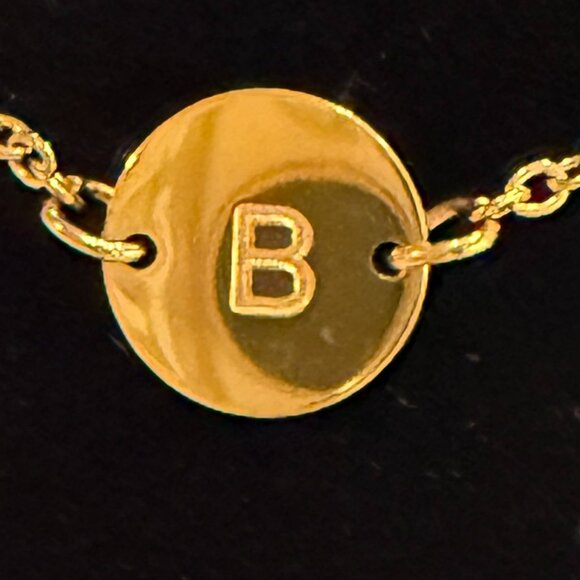 18k Gold Plated Dainty Anklet Bracelet with "B" Initial - Picture 4 of 7